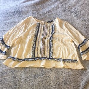 Cream shirt with fun fringe pattern